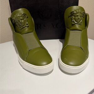 Versace Olive Green High-Top Sneakers